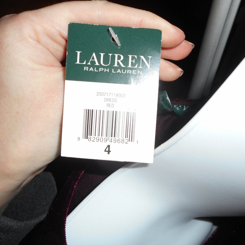 NWT Ralph Lauren burgundy velvet dress, 4 - Picture 9 of 13